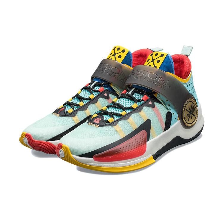 Li Ning Wade Fission 7 Comfortable Cushioning Slip Resistant Abrasion Resistant Mid Top Basketball Shoes Men's Blue ABPR025-5
