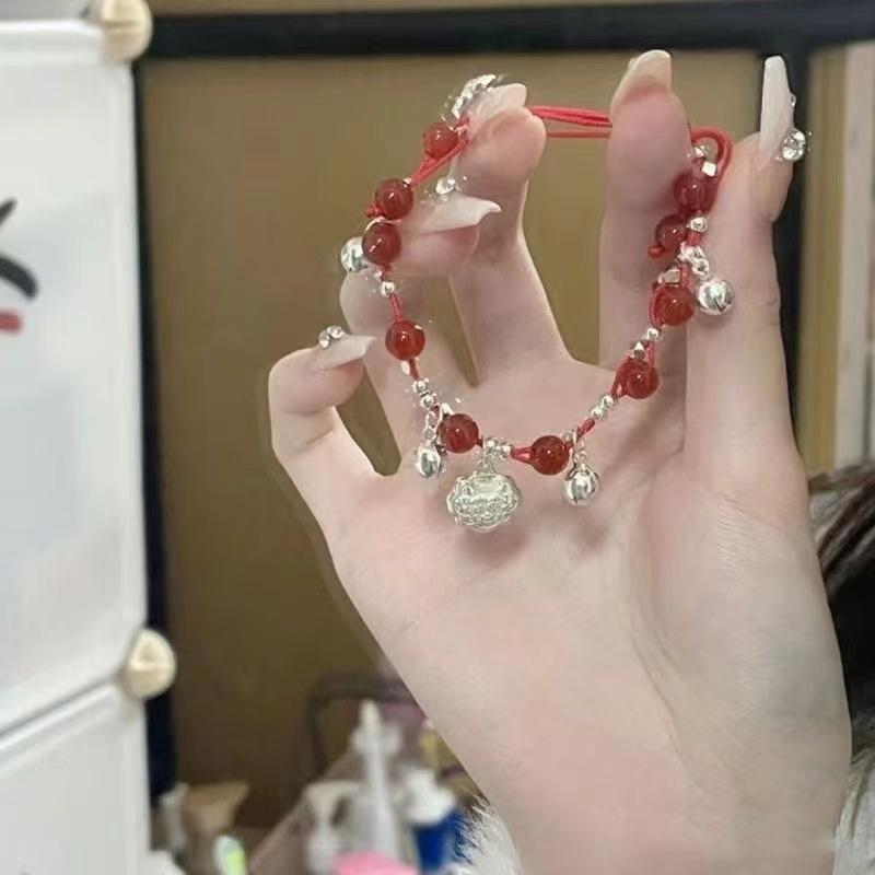 Fu brand afety lock bell woven red rope bracelet niche exquiite bracelet