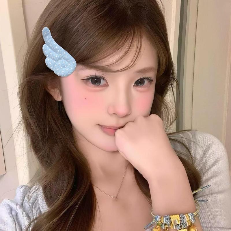 Korean Sweet Cute Dot Wings Fabric Hairclips for Women Girls Duckbill Clip Barrettes Hair Styling Accessories Hairpin Daily Wear