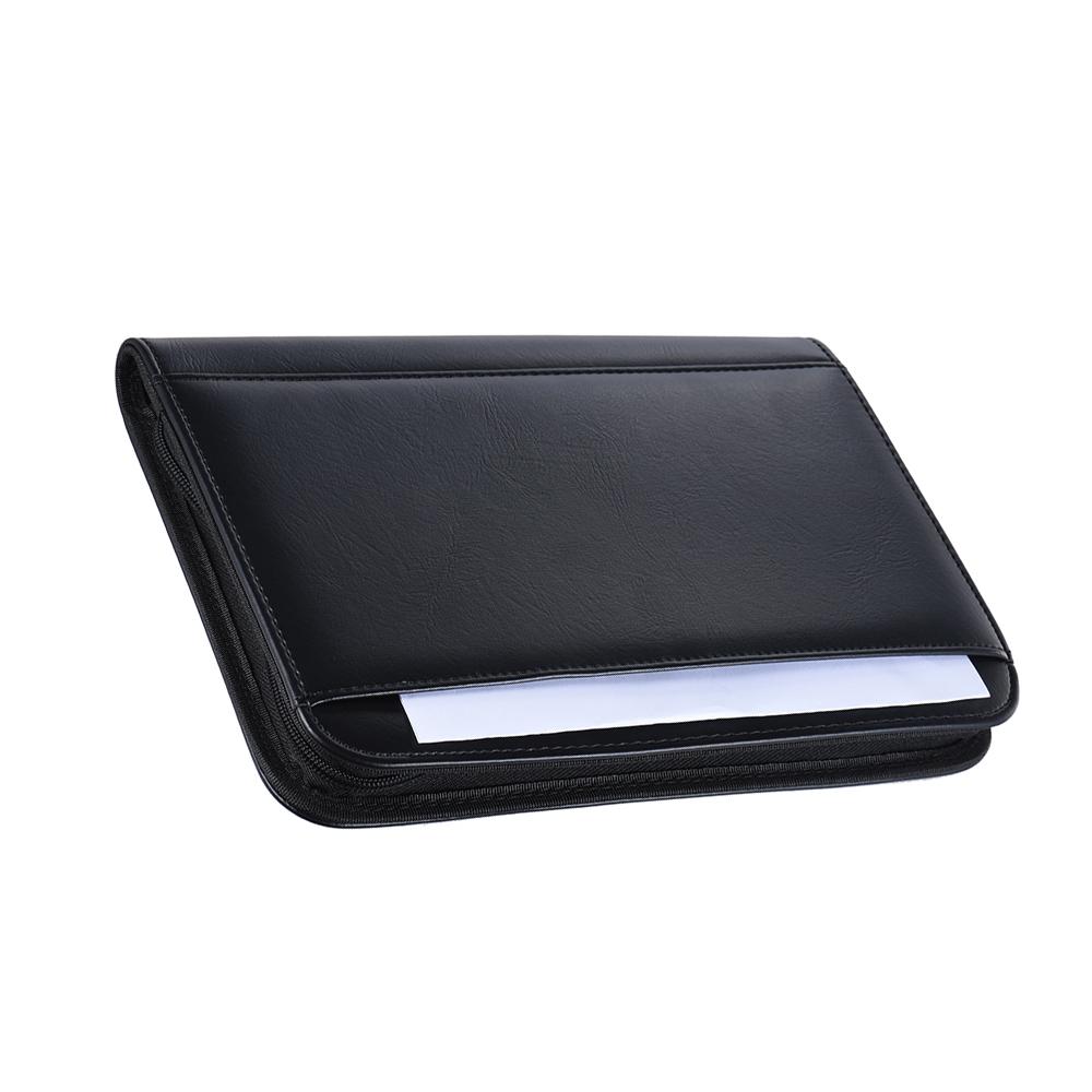 Portofoliu de Afaceri Profesional Portabil, Folder Padfolio, Organizator Documente, A5, Piele PU, Închidere cu Fermoar cu
