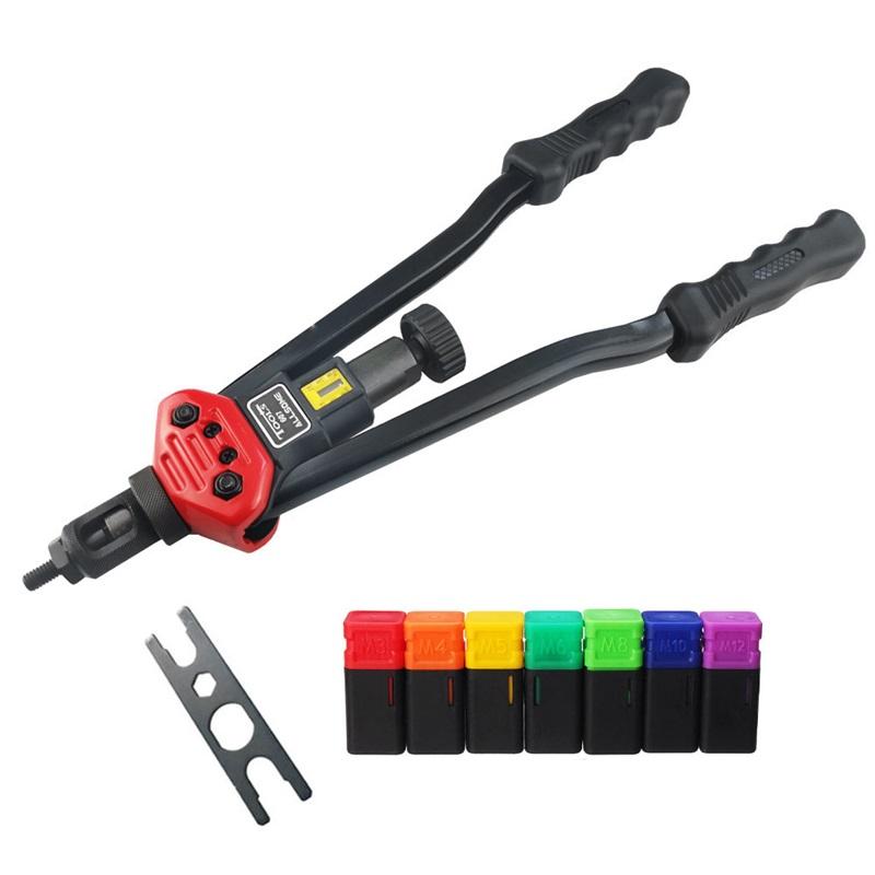 Allsome BT-607 16" Manual Riveter Gun Hand Rivet Tool Kit Rivet Nut Setting Tool Nut Setter M3/M4/M5/M6/M8/M10/M12