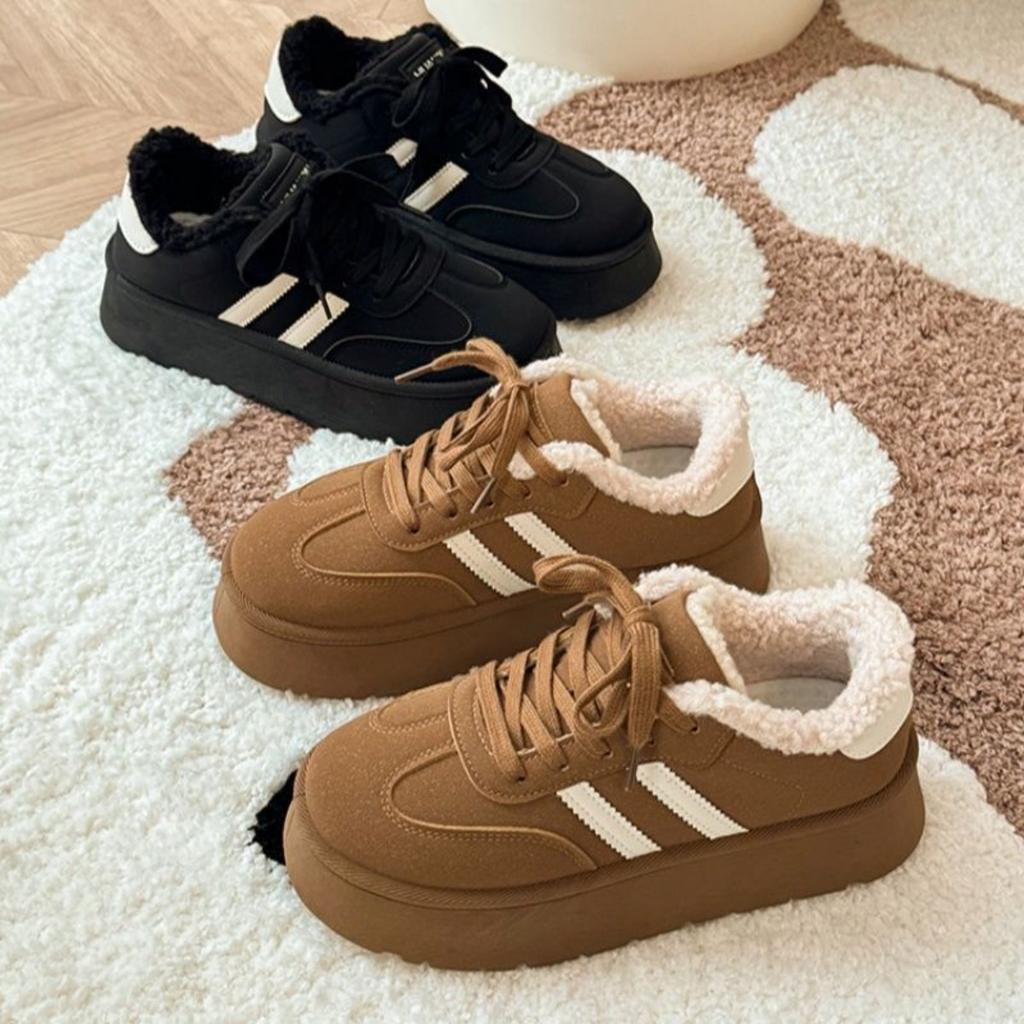 Campus Bomullsskor med tjock sula för kvinnors vinter Ny populär stil med sammetsförtjockade skor för barns värme och mångsidiga retro boardskor