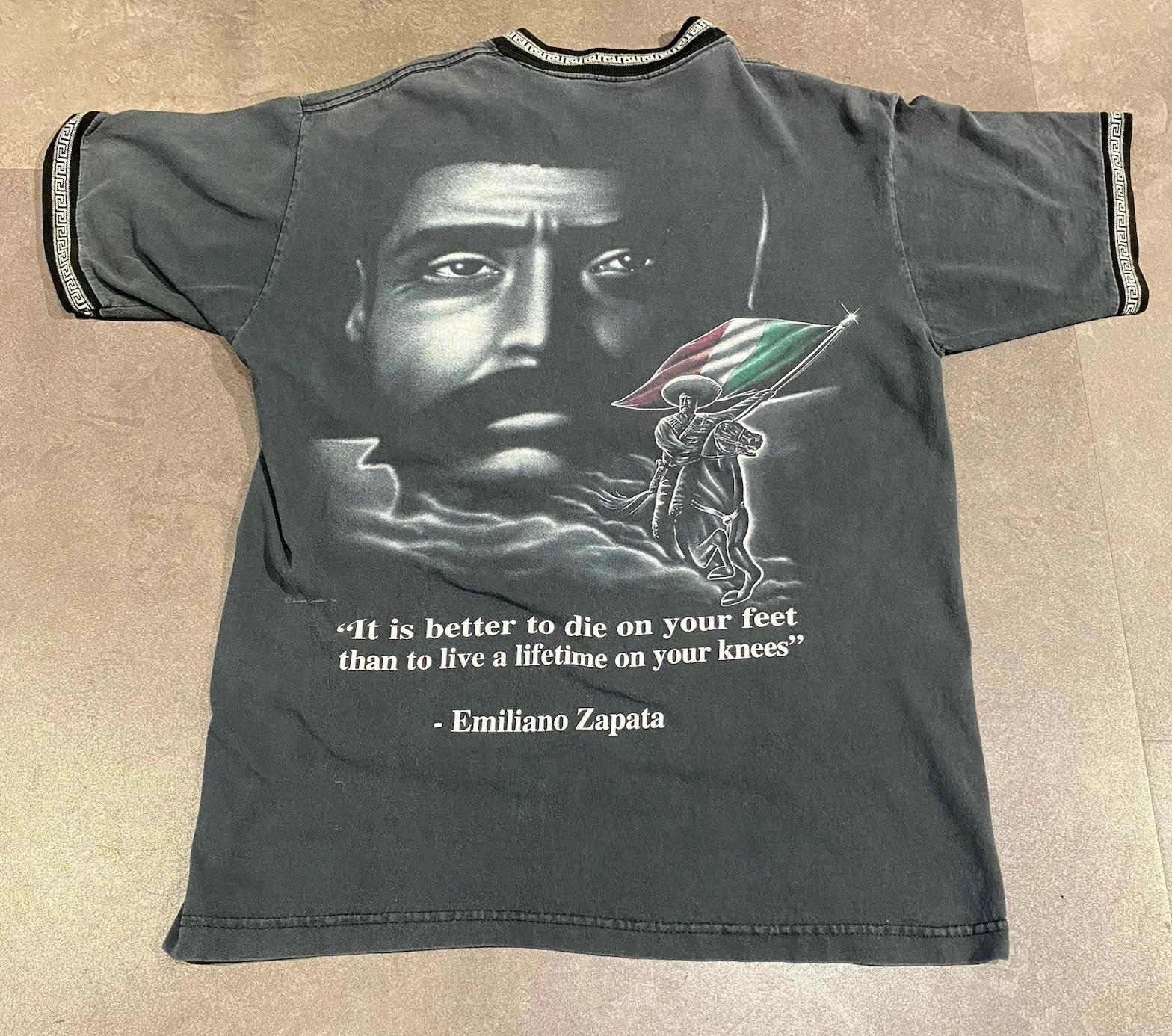 Vintage 90s AZTLAN Emiliano Zapata T Shirt Black L Mexico Mexican Chicano LA Y2K M