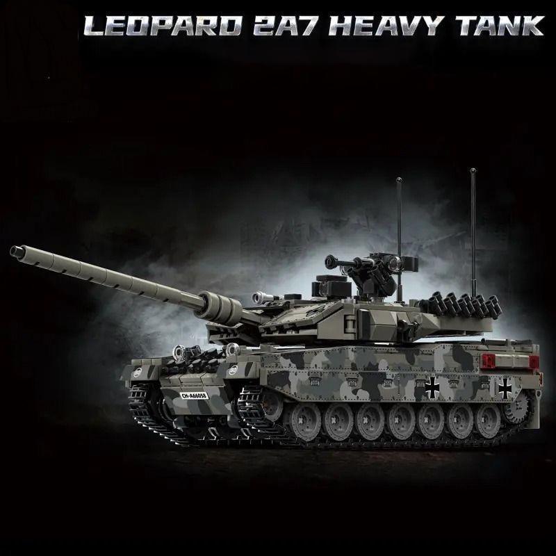 Military Series Building Blocks Model War Leopard 2A7 Heavy Tank Bricks Sets WW2 Creative Toys for Boys Adult Christmas Gifts