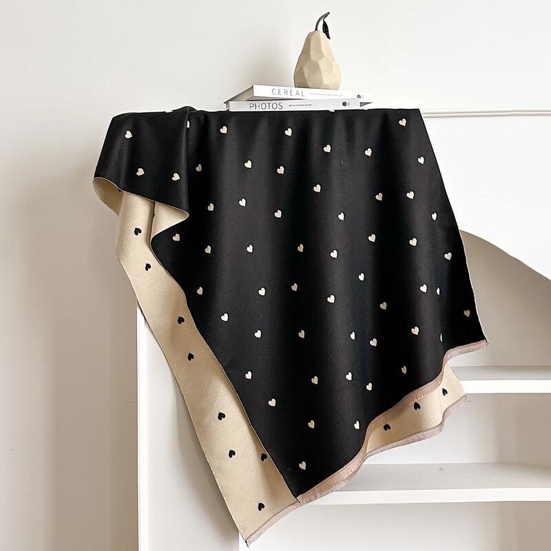 Women's Double-Sided Heart Texture Color-Block Scarf