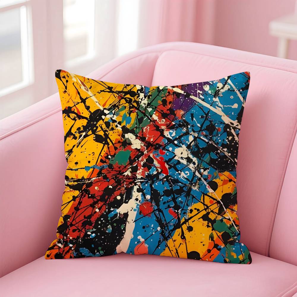 

Abstract Art J-Jackson P-Pollock Pillow Case Pattern Printed Pillowcase For Living Room Sofa Cushion Cover & Bedroom Decor 12x12Inch