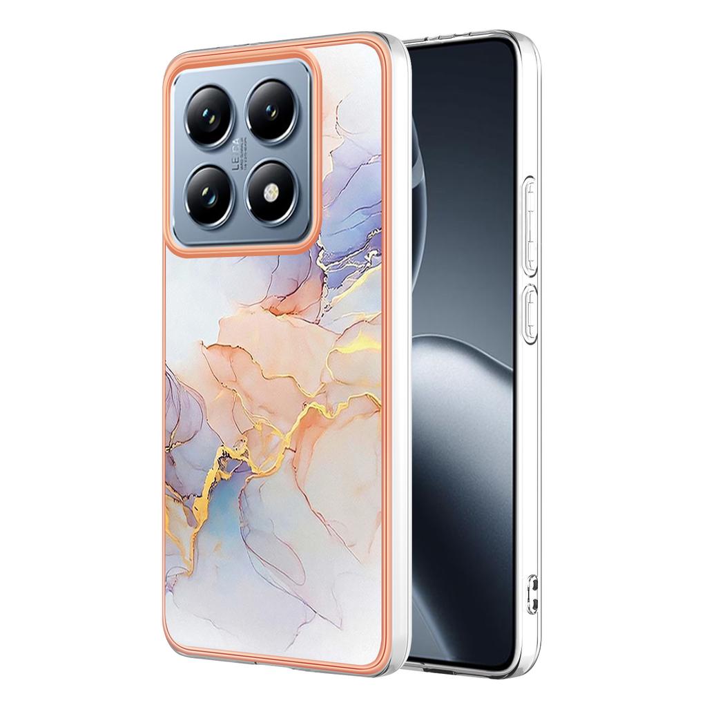 For Xiaomi 14T Pro Case with IMD Marble Flower Pattern TPU Mobile Back Cover
