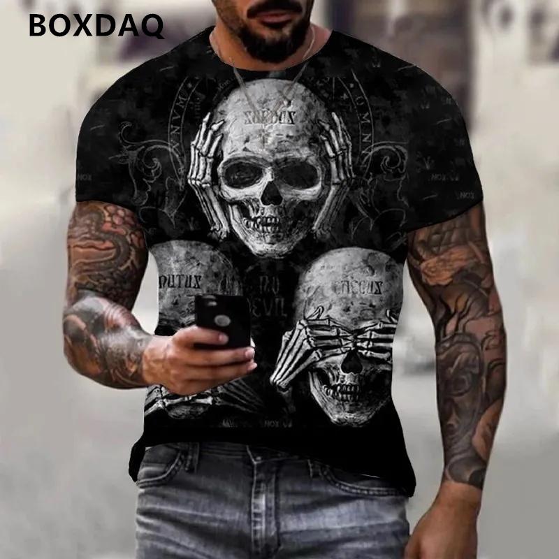 

Мужские футболки с 3D принтом скелета в стиле ужасов, футболка с короткими рукавами и круглым вырезом, повседневные топы, футболки 6XL, большие размеры 6XL