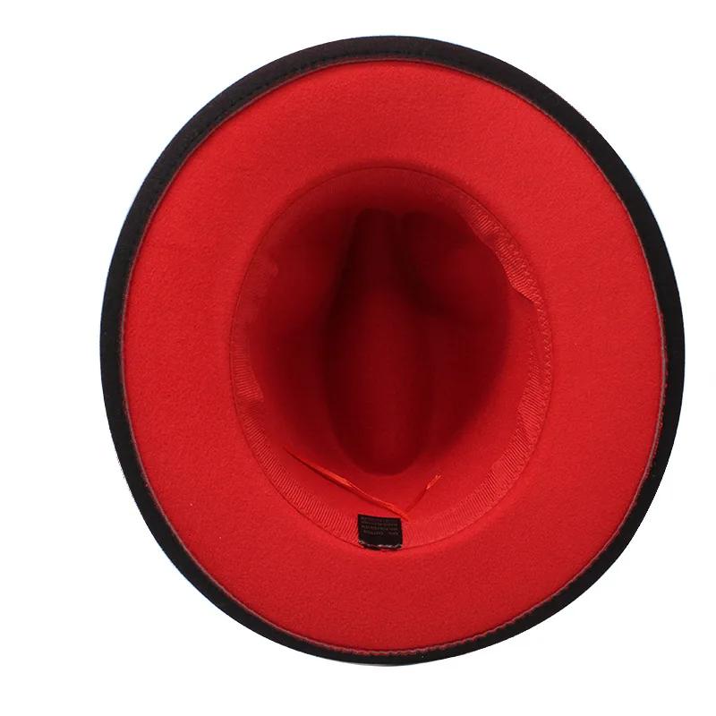 Gradient Color Fedora Hat for Women Men Wide Brim Felt Bowler Hat Luxury Casual Leather Belt Fedoras Chapeau