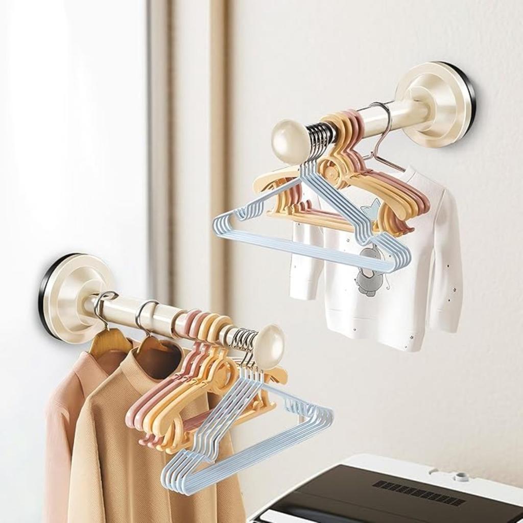 Suction Cup Hanger Organizer, Hanger Storage Rack for Dryer/Washing Machine.Holding Perfect Space Saver for Laundry Room,Bedroom,Bathroom Wall