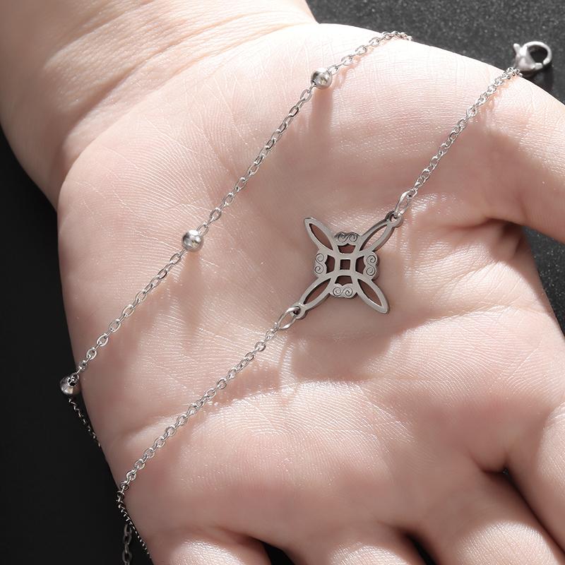 Stainless Steel Witchy Witchs Knot Double Layer Adjustable Bracelet Vintage Irish Lucky Knot Jewelry Gift for Women