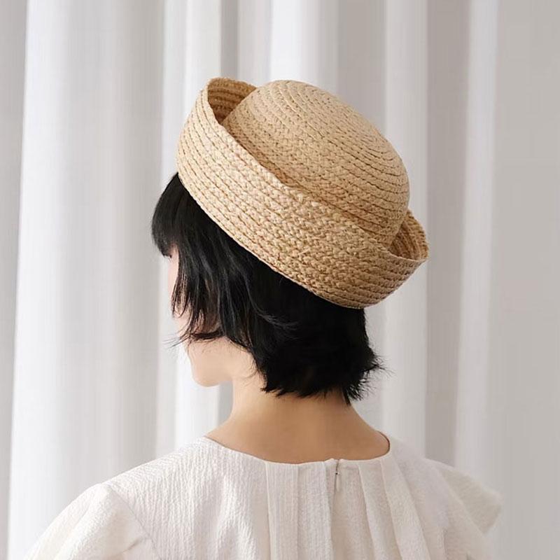 Garden Supplies My Women's 100% Raffia Sun Hats Pillbox Hat Natural Wheat Straw Fedoras Flat Top Party Charming Wedding Party Vintage Casual Berets 55-59Cm