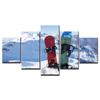 HD Printed 5 Piece Canvas Art Ice Mountain Skiing Painting Snowboard Wall Pictures for Living Room Modern