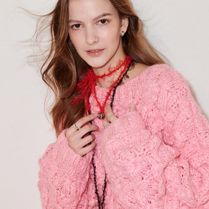 

August Harmony Holiday Necklace / Solid Red + Gold