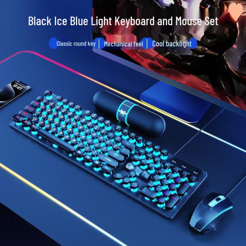 Retro Punk Mechanical Feel Gaming Keyboard & Headset Combo for Desktop/Laptop Gaming