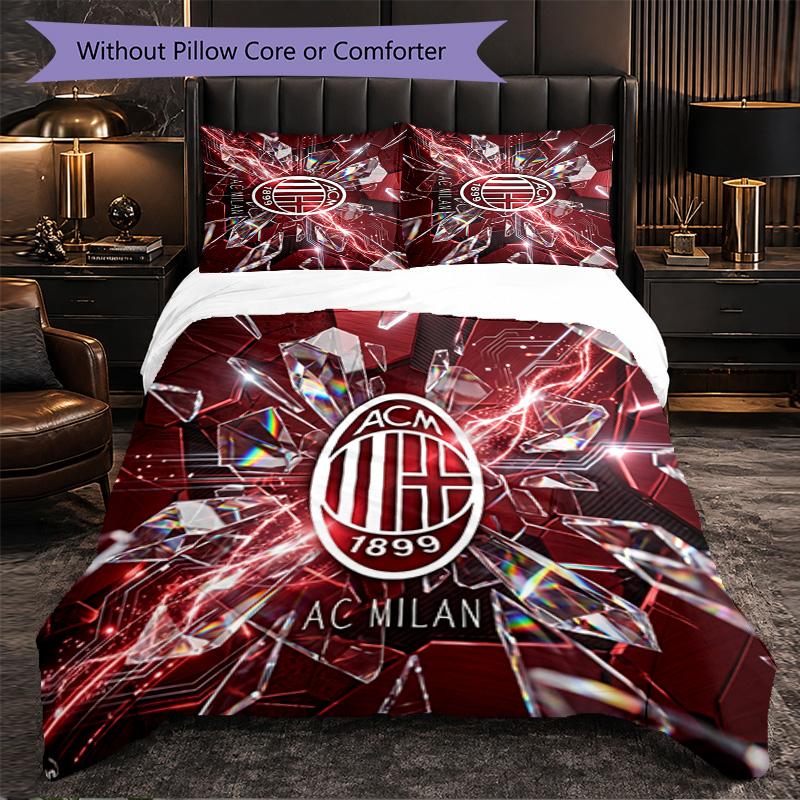 Set Lenzuola AC Milan Modello 3 Pezzi Morbida Copripiumino in Microfibra con Federe per Camera da Letto