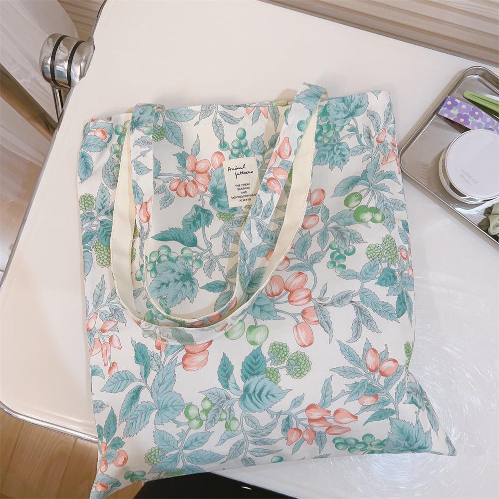 

1 Piece Sweet France Style Shoulder Bag Chic Fashion Aesthetic Floral Crossbody Bag for Girl High Capacity Canvas Storage Bag