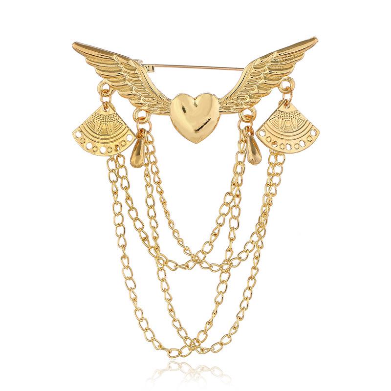 Heart Angel Wings Tassel Brooch: Trendy European  American Style Accessory