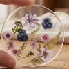 Colorful Acrylic Coasters Transparent Insulation Pad Floral Print Coasters  Dining Table