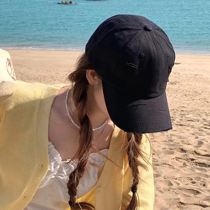 Punk Holes Hip Hop Baseball Cap For Men Women Solid Color Cotton Snapback Peaked Hat Ins Korean Outdoor Street Sunscreen Hats
