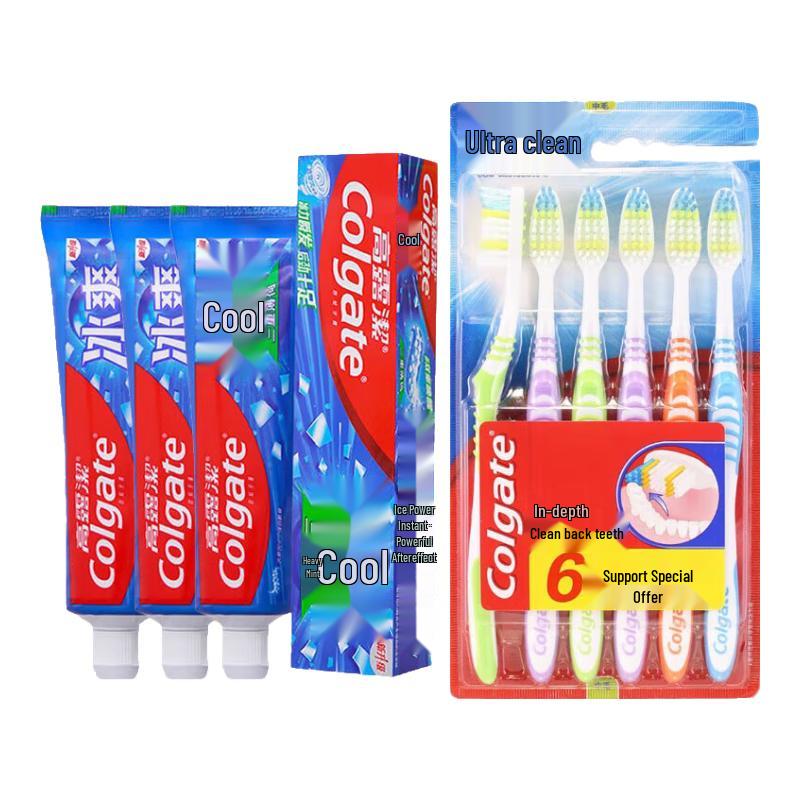 Colgate Icy Mint Toothpaste 3x180g & 6 Toothbrushes Set