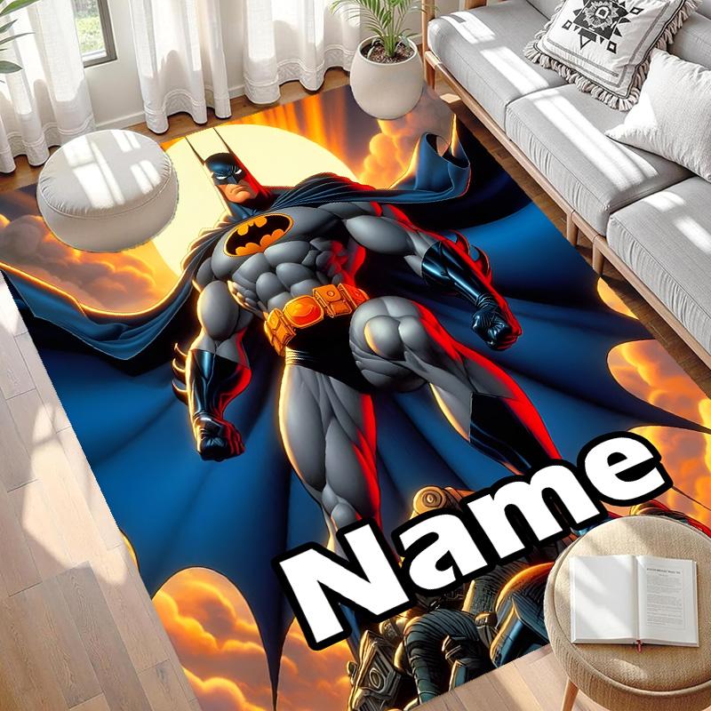 Custom Name Personalized Batman Print Carpet, Versatile Home Decor Rug, for Playroom, Apartment, Balcony, Entryway, Hallway Gift