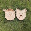 Bamboo Christmas Tray with Easter Design - Elk Christmas Tree Santa Hat Rabbit Pattern Solid Wood Cartoon Serving Tray