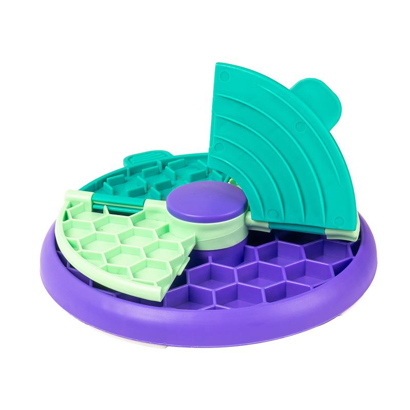 

New Pet Double-layer Puzzle Dog Slow Food Bowl Cat Slow Food Anti-choking Rice Bowl Multifunctional Licking Plate (Blue,21) синій