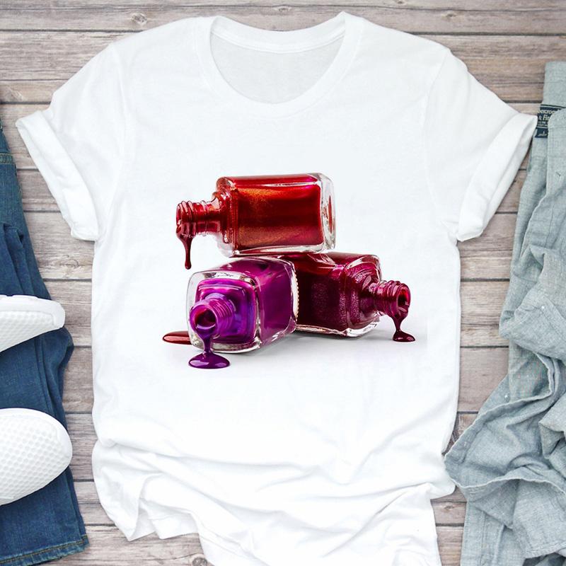 Women T-Shirt 3D Make Up Color Graphic Top Female T Shirt Harajuku Streetwear O-Neck Clothing Casual Ladies Tee Tops Shirts