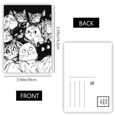 32pcs, Comic Cat Postcards, Wall Stickers, Mailing Cards, Greeting Cards, DIY Postcards, Souvenir Postcards, Decorative Items