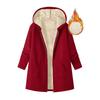 Women's Fashion Casual Solid Color Mid-Length Hooded Jacket Solid Color Plush Jacket