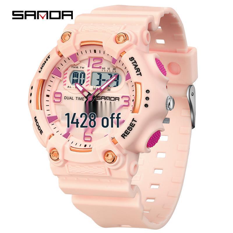Orologio da polso sportivo multifunzione SANDA unisex con doppio display