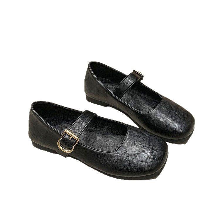 French Temperament Commuter Mary Jane Shoes Women's 2025 Spring New Square Head Retro Single Shoes Flat Versatile Small Leather Shoes