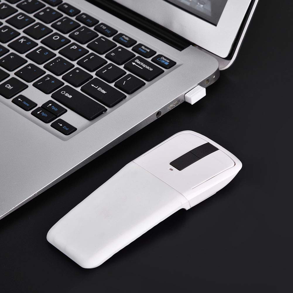 2.4GHz Foldable Wireless Arc Touch Mouse with USB Receiver for PC Notebooks and TVs (White)