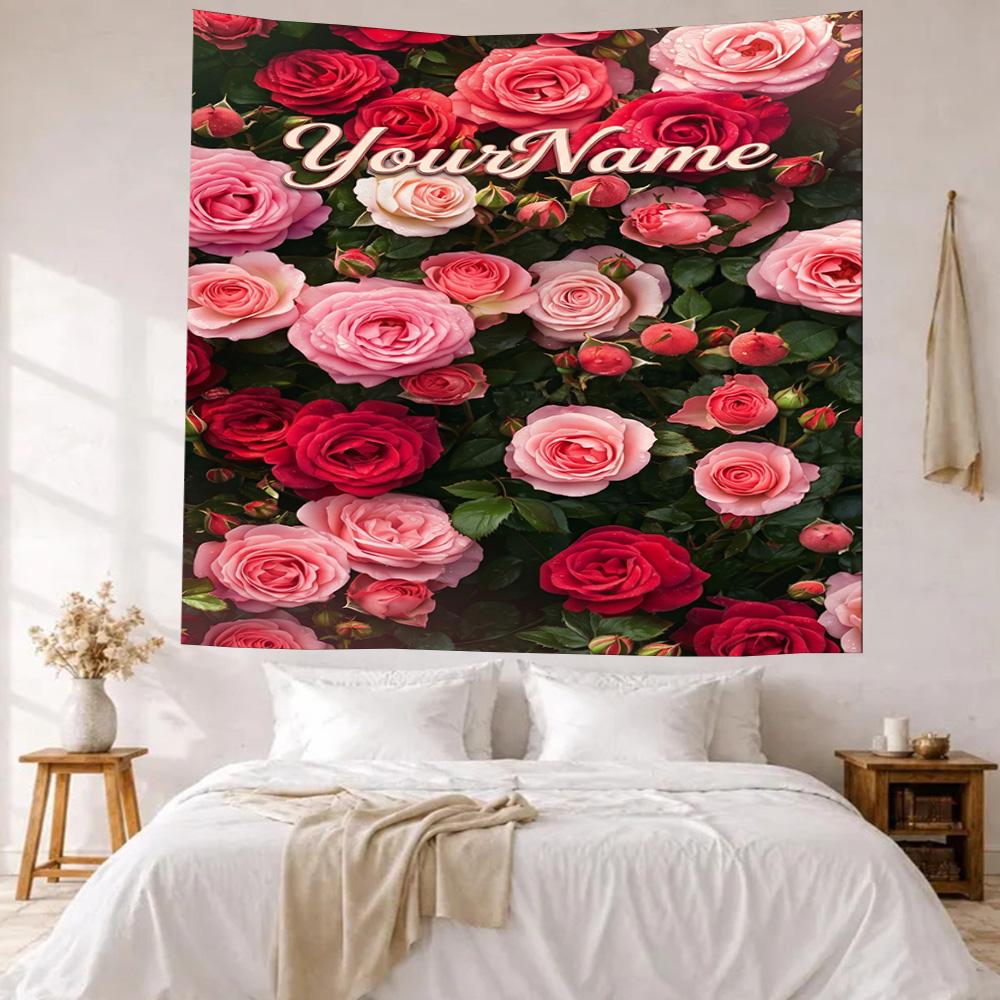 Rose Custom Your Name Wall Decor Tapestry Art For Pet Memorial Birthdaywedding Party Backdrop Family Gift