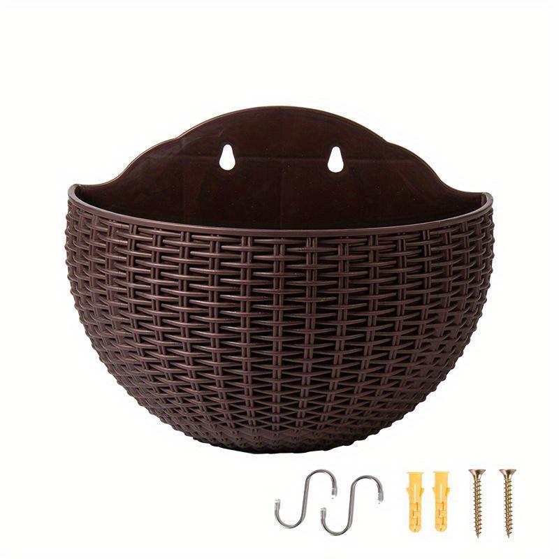 Europäischer Stil Imitation Rattan Wandbehang Halbrunder Blumentopf Pflanzgefäß Halbrunder Wandblumentopf Balkon Haushalt Outdoor