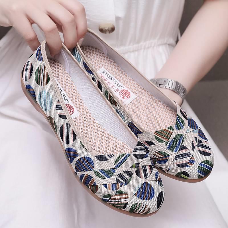 Spring/Summer 2025 Women's Breathable Ethnic Flat Linen Shoes - Lightweight Old Beijing Style
