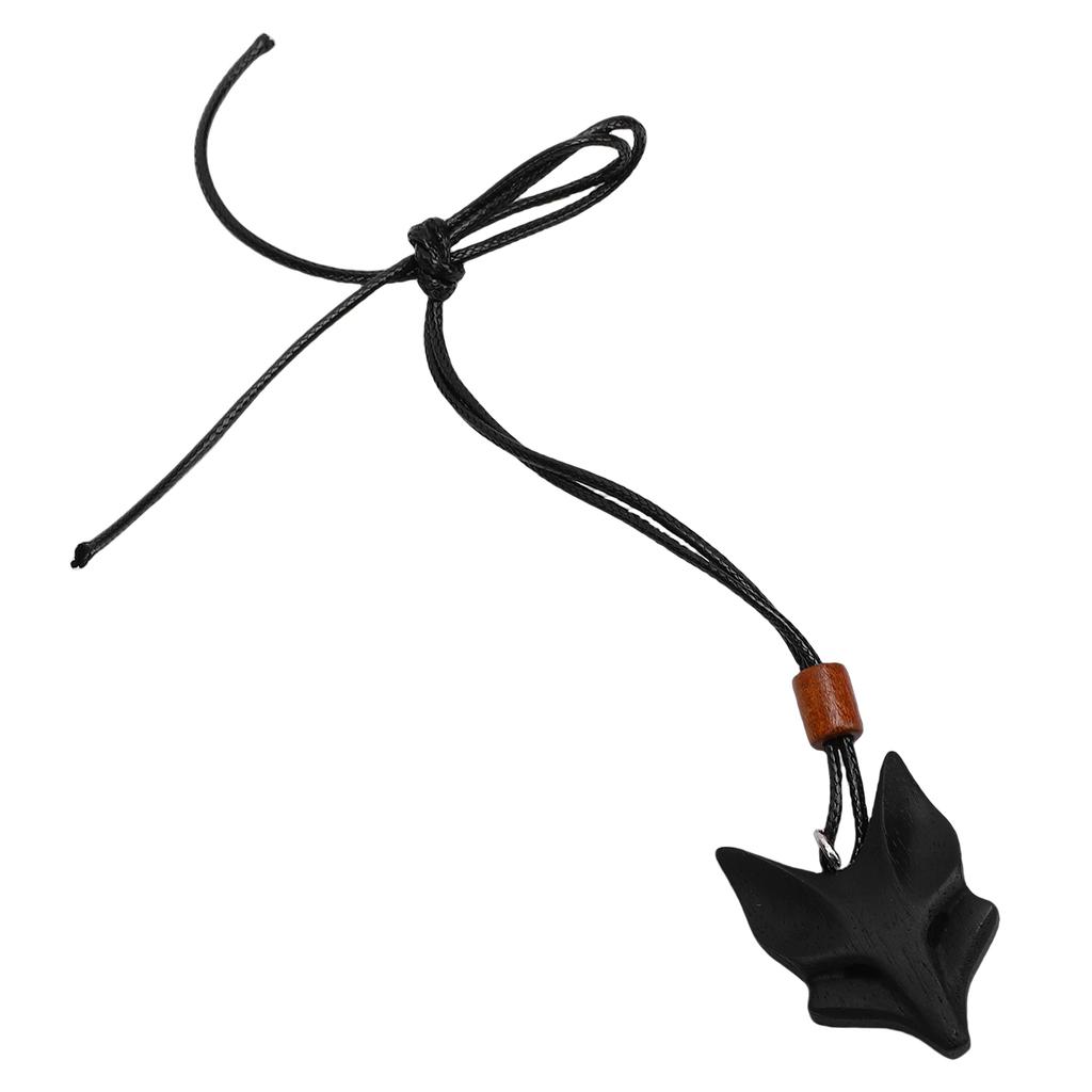 Pendant Necklace Length PU Leather Cord Wooden Black Pendant Necklace