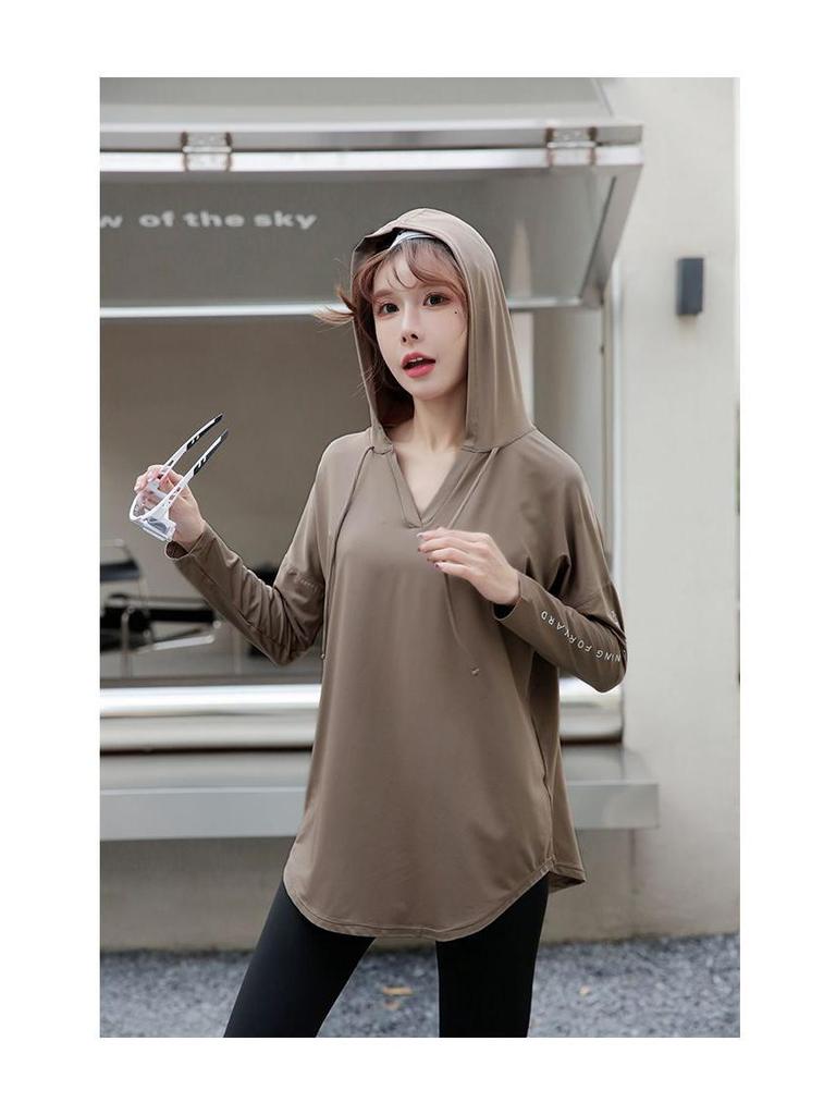 Dámská rychleschnoucí sportovní mikina s kapucí - Podzim/Zima Dlouhý rukáv Plus size pro běh, posilovnu a jógu