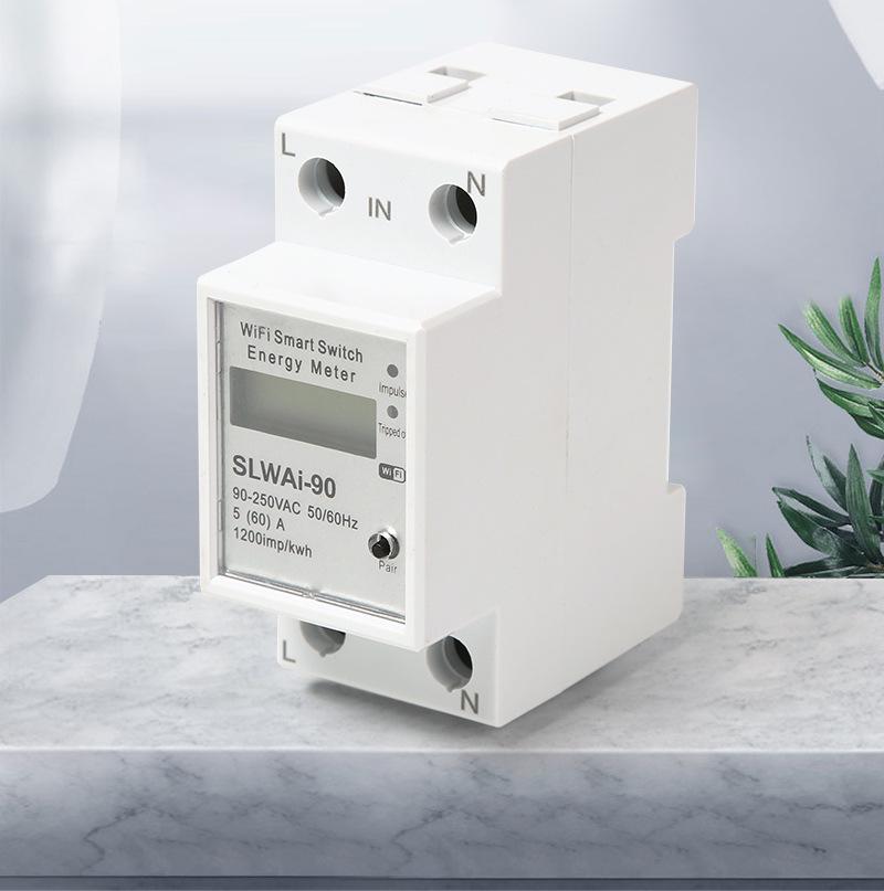 Tuya Smart WiFi 220V Multifunctional Digital Electricity Meter with Remote Control and DIN Rail Mount