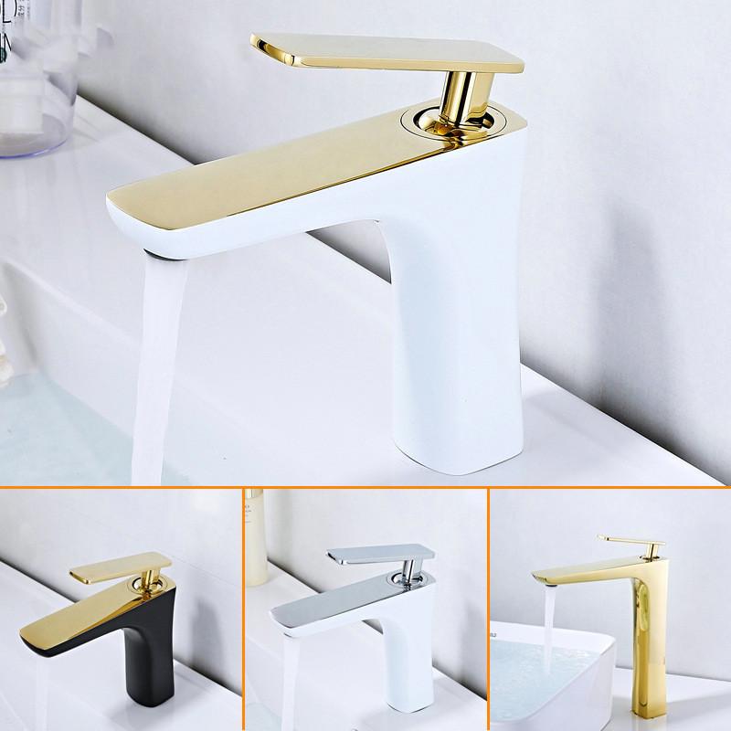 Brushed Gold Bathroom Faucet Antique Basin Faucet Water Basin Mixer Tap Hot & Cold Brass Lavotory Faucet Sink Water Crane Mixer