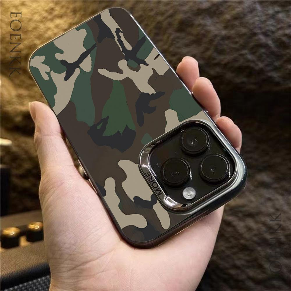 Print Camouflage Pattern Phone Case For iPhone 13 14 11 12 15 16 Pro Max Plus X XR XS Mini Colored Silver Protect IMD Hard Cover