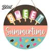 Wooden Hanging Sign Hello Summer Door Sign, Ice Pop Flip Flop Welcome Hanger, Outdoor Patio Decor Farmhouse Wreath for Front Home Porch Nautical Style