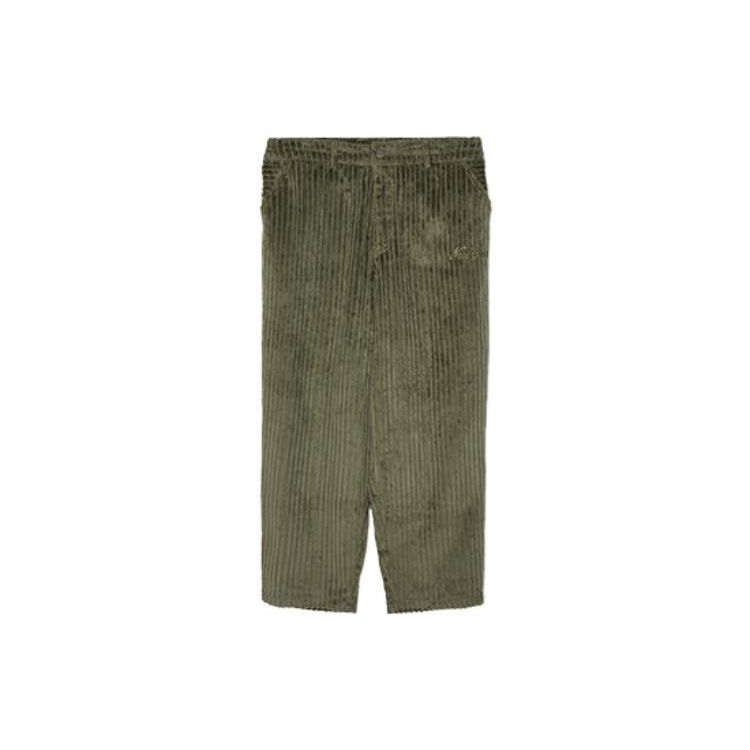 New Era Solid Color Corduroy Mid-Rise Straight Casual Pants Unisex bottoms Olive-Green 13350791