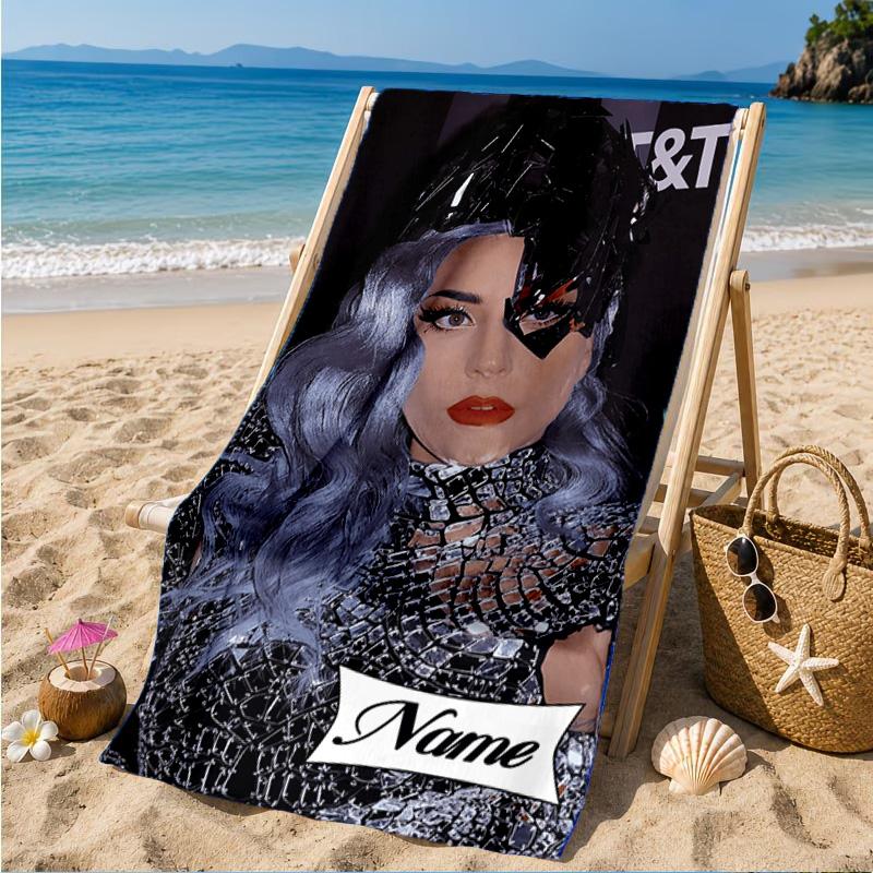 Custom Name Beach Towel Lady Music Performance Microfiber Beach Towel, Lightweight for Summer Travel, Swimming Pool Fan Birthday Gift
