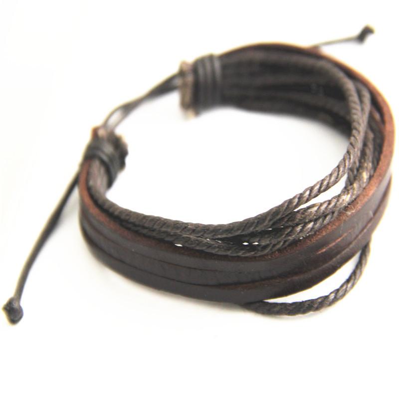 Verkaufe 100% Handgeknüpftes Schmuck-Wickelband Mehrschichtiges Leder Geflochtenes Seil Armband Herren Armbänder & Armreifen Für Damen