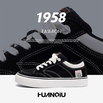 Global Black Classic Color Matching Canvas Shoes Spring Design Sense Versatile Thick Sole Heightening Board Shoes ZHQ-XA222