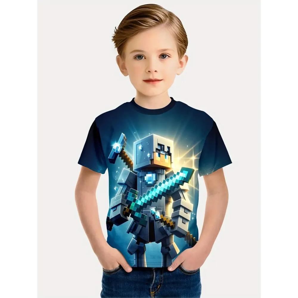

Boys short-sleeved 3D digital print casual T-shirt 100cm
