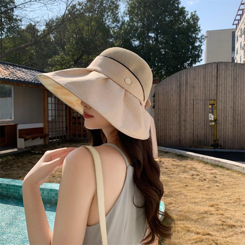 Extended brim sun protection hat women's new summer UV protection vinyl fashion sun hat outdoor sun hat