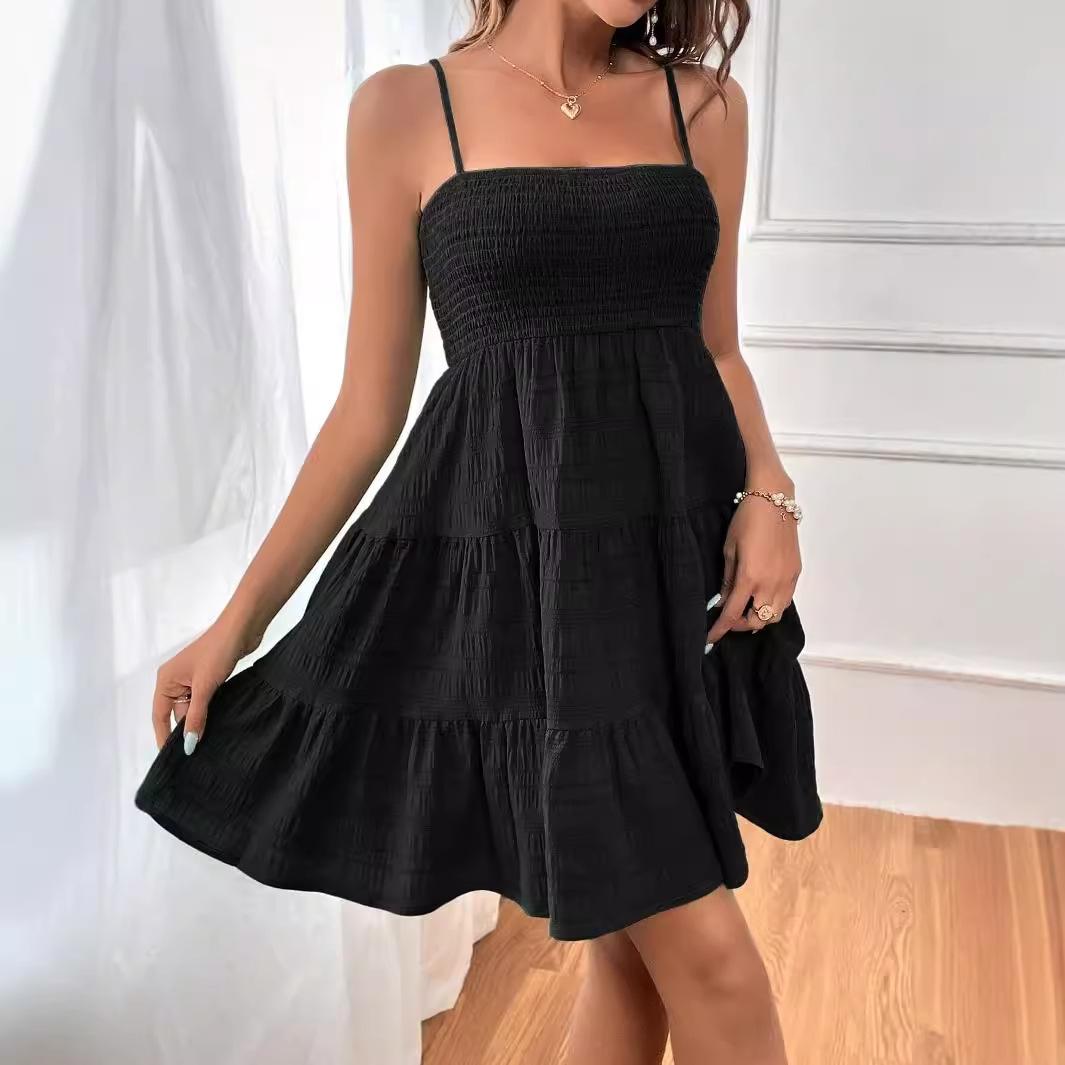 

Летний женский сарафан без рукавов, элегантный, с квадратным вырезом, из хлопка и льна, длинное платье-майка, пляжные платья-майки L чёрный